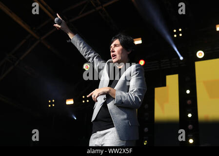 Sharleen Spiteri of Texas performing on stage ahead of the opening ceremony for the 2019 Solheim Cup at Gleneagles Golf Club, Auchterarder. Stock Photo