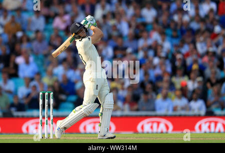 England's Jos Buttler bats during day one of the fifth test match at The Oval, London. Stock Photo