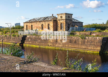 Original pump house at berth number 1, Graving docks, Govan, Glasgow, Scotland, UK Stock Photo