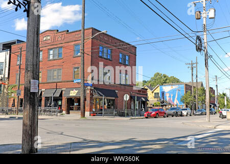 The corner of Literary and Professor Roads is in the heart of the Tremont neighborhood, a gentrified area near downtown Cleveland, Ohio, USA. Stock Photo