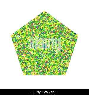 Isolated abstract geometrical mosaic pentagon shape - colorful ornamental vector element on white background Stock Vector