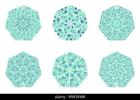 Abstract isolated mosaic pattern heptagon polygon set - heptagonal geometrical vector element on background Stock Vector