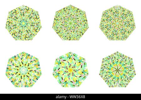 Abstract mosaic pattern heptagon polygon set - geometrical vector element on background Stock Vector