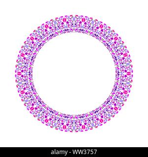 Geometrical gravel mosaic frame - round abstract vector element on white background Stock Vector
