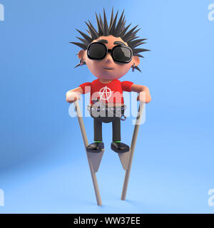 Silly 3d punk rocker with spikey hair goes diving with a snorkel and ...