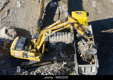 Wien, Vienna: excavator, truck, at construction site, rubble, Austria, Wien, Stock Photo