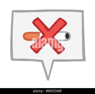 Vector illustration no smoking cigarette in speech bubble. Hand drawn. Colored outlines. Stock Vector