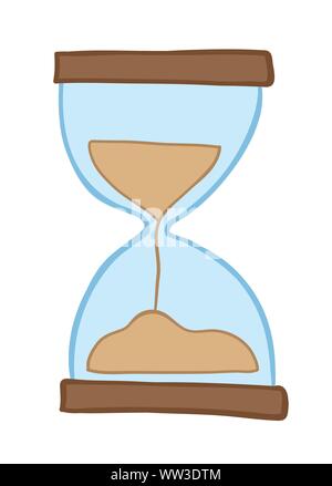 Vector illustration sand watch. Hand drawn. Colored outlines. Stock Vector