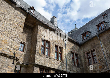 Architectural detail of the courtyard of the Wewelsburg castle with brick construction Stock Photo