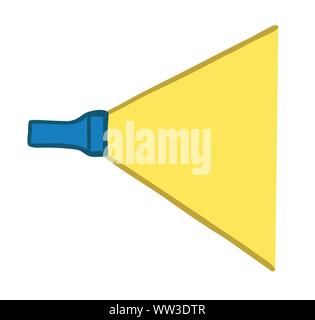 Vector illustration flashlight. Hand drawn. Colored outlines. Stock Vector