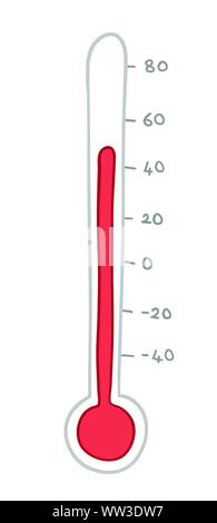 Vector illustration thermometer. Hand drawn. Colored outlines. Stock Vector