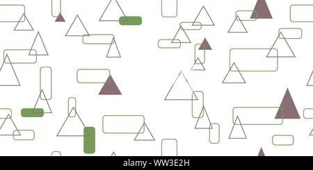 Seamless pattern from rounded rectangles and triangles. Vector illustration. Isolated elements on a white background. Stock Vector