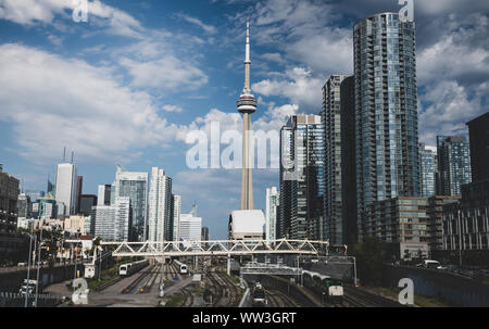 Toronto city skyline and Union train station in Toronto, Canada Stock Photo