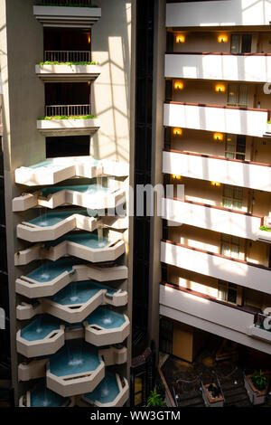 Interior photograph of a hotel. Embassy Suites by Hilton, Des Moines, Iowa, USA. No property release. Stock Photo