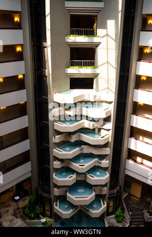 Interior photograph of a hotel. Embassy Suites by Hilton, Des Moines, Iowa, USA. No property release. Stock Photo