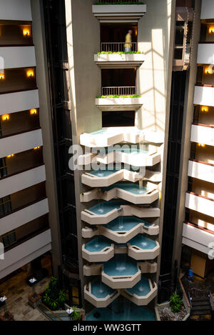 Interior photograph of a hotel. Embassy Suites by Hilton, Des Moines, Iowa, USA. No property release. Stock Photo