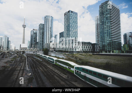 Toronto city skyline and Union train station in Toronto, Canada Stock Photo