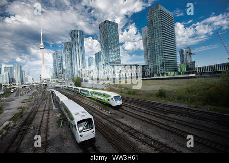 Toronto city skyline and Union train station in Toronto, Canada Stock Photo