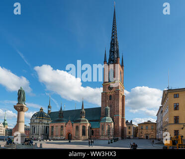 Stockholm, Sweden. September 2019.   panoramic view of Riddarholmen Church in Gamla Stan island Stock Photo