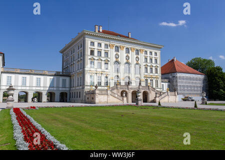 View of Nymphenburg Palace from the grounds (Schloss Nymphenburg), Munich, Bavaria, Germany. Stock Photo