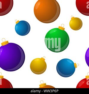 Seamless background with colorful Christmas balls. Vector illustration. Stock Vector