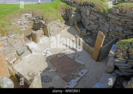 Skara Brae Neolitchic settlement  more than 5,000  years old is the best preserved Stone Age Neolithic village in northern Europe, Orkney, Scotland Stock Photo