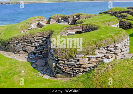 Skara Brae Neolitchic settlement  more than 5,000  years old is the best preserved Stone Age Neolithic village in northern Europe, Orkney, Scotland Stock Photo