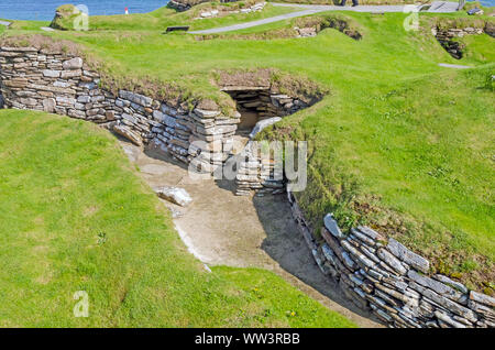 Skara Brae Neolitchic settlement  more than 5,000  years old is the best preserved Stone Age Neolithic village in northern Europe, Orkney, Scotland Stock Photo