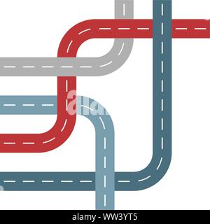 Colored Roads or Streets in Threaded Weave Pattern - grouped easy to edit Stock Vector