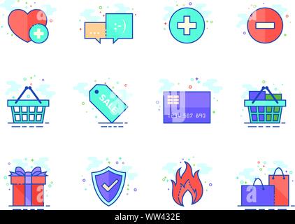 Ecommerce icon series in flat color style. Vector illustration. Stock Vector