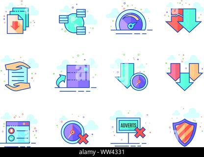File sharing icon series in flat color style. Vector illustration. Stock Vector