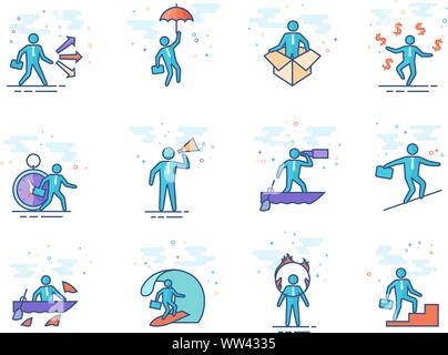 Businessman icon in flat color style. Vector illustration. Stock Vector
