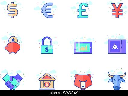Finance icon series in flat color style. Vector illustration. Stock Vector
