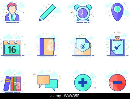 Group collaboration icon series in flat color style. Vector illustration. Stock Vector