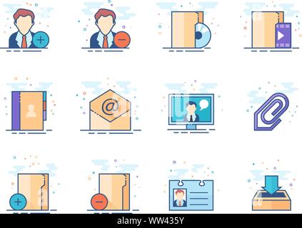 Group collaboration icon series in flat color style. Vector illustration. Stock Vector