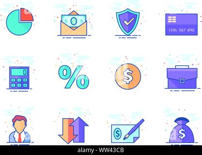 Finance icon series in flat colors style. Vector illustration. Stock Vector
