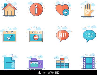 Icons set for personal portfolio website in flat color style. Vector illustration. Stock Vector