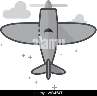 Vintage airplane icon in flat outlined grayscale style. Vector illustration. Stock Vector
