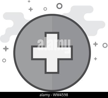 Plus sign icon in flat outlined grayscale style. Vector illustration. Stock Vector