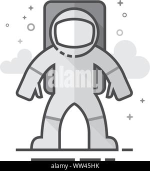 Astronaut icon in flat outlined grayscale style. Vector illustration. Stock Vector