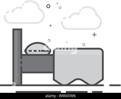 Hotel symbol icon in flat outlined grayscale style. Vector illustration. Stock Vector