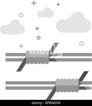 Barbed wire icon in flat outlined grayscale style. Vector illustration. Stock Vector