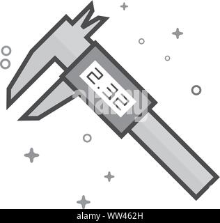 Digital caliper icon in flat outlined grayscale style. Vector illustration. Stock Vector