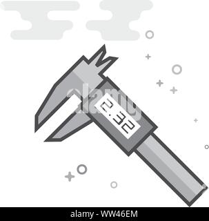 Dial caliper icon in flat outlined grayscale style. Vector illustration. Stock Vector