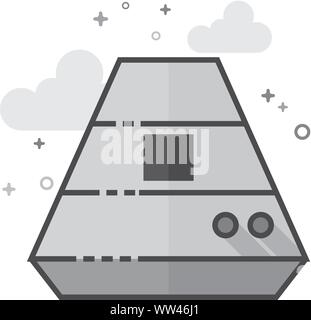 Space capsule icon in flat outlined grayscale style. Vector illustration. Stock Vector