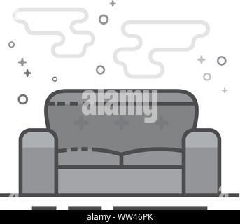 Couch icon in flat outlined grayscale style. Vector illustration. Stock Vector