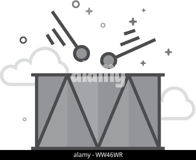 Drum icon in flat outlined grayscale style. Vector illustration. Stock Vector