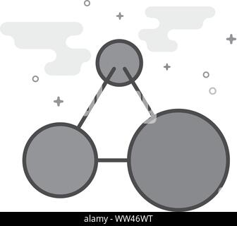 Connected dots icon in flat outlined grayscale style. Vector illustration. Stock Vector