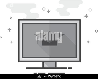 Online education icon in flat outlined grayscale style. Vector illustration. Stock Vector