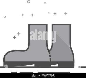 Wet boots icon in flat outlined grayscale style. Vector illustration. Stock Vector